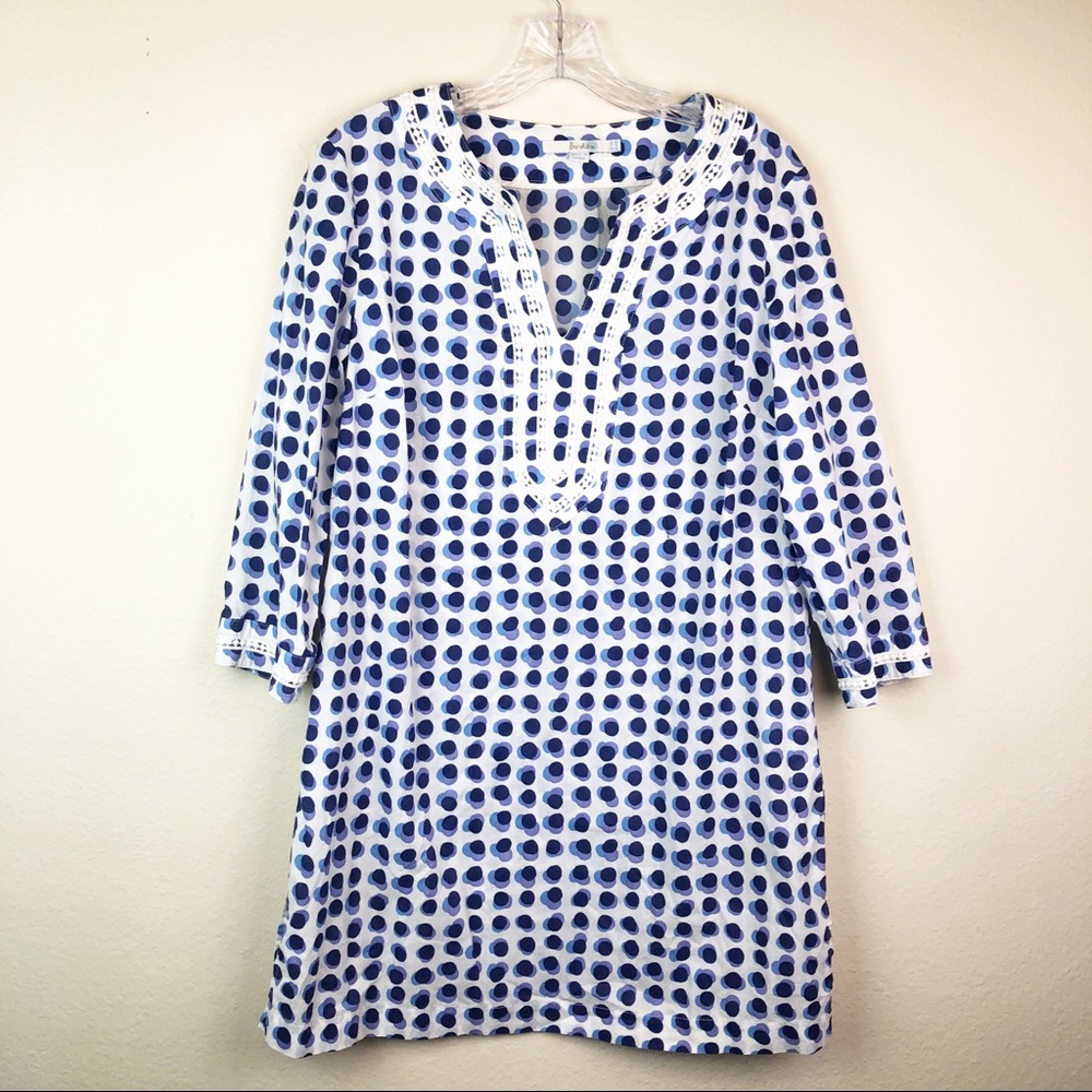 Boden Circle Polka Dot Embroidered Tunic Dress